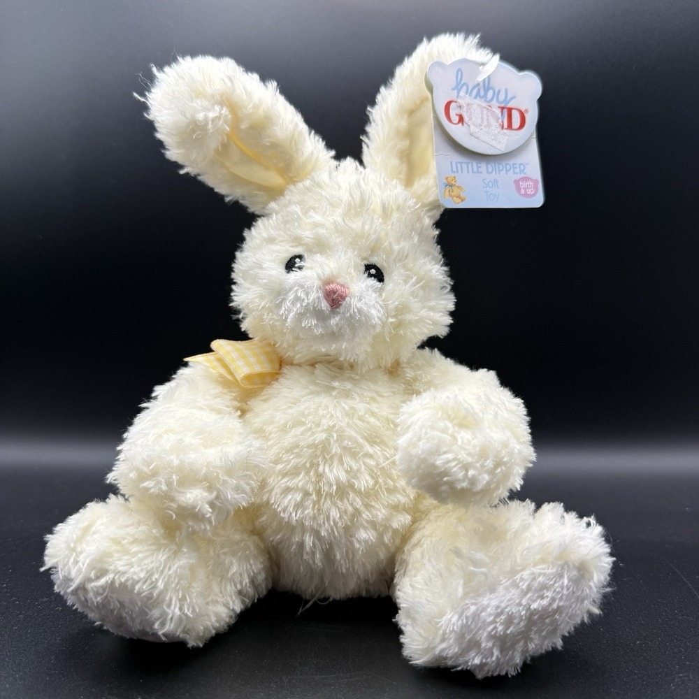 Baby GUND "Little Dipper" Pale Yellow Plush Bunny Lovey 7" 1st Easter GinghamBow